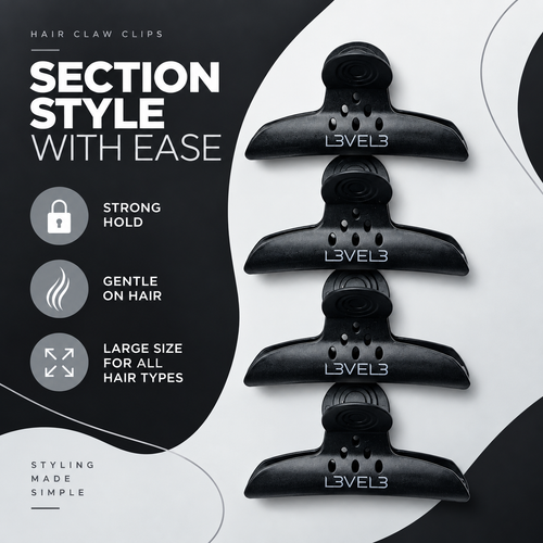 Hair Claw Clips 4 Pack | Hair Clips for Men and Women | L3VEL3
