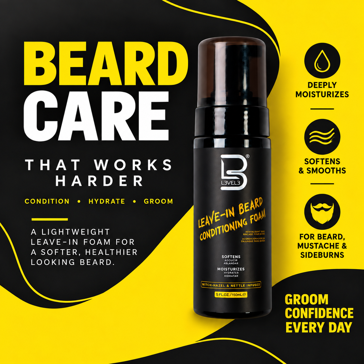 Espuma acondicionadora para barba sin enjuague