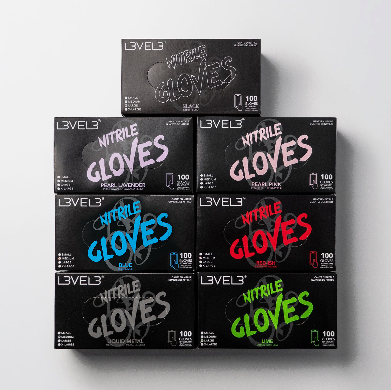 Nitrile Gloves Bundle - 7 Pack Assorted Colors
