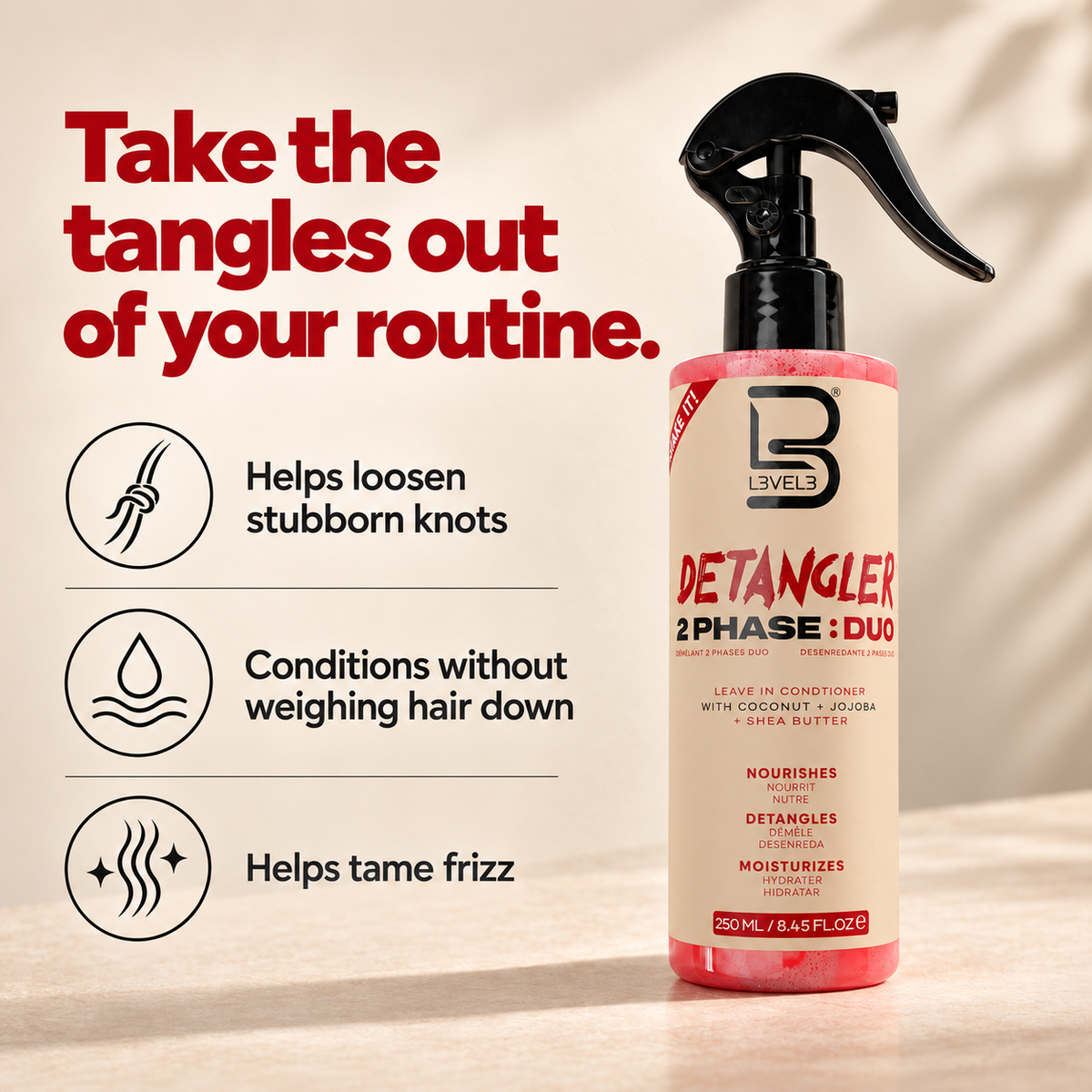 2 Phase Detangler Spray – L3VEL3