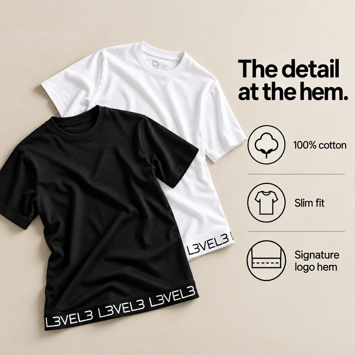 L3VEL3™ Premium Logo Strip tee