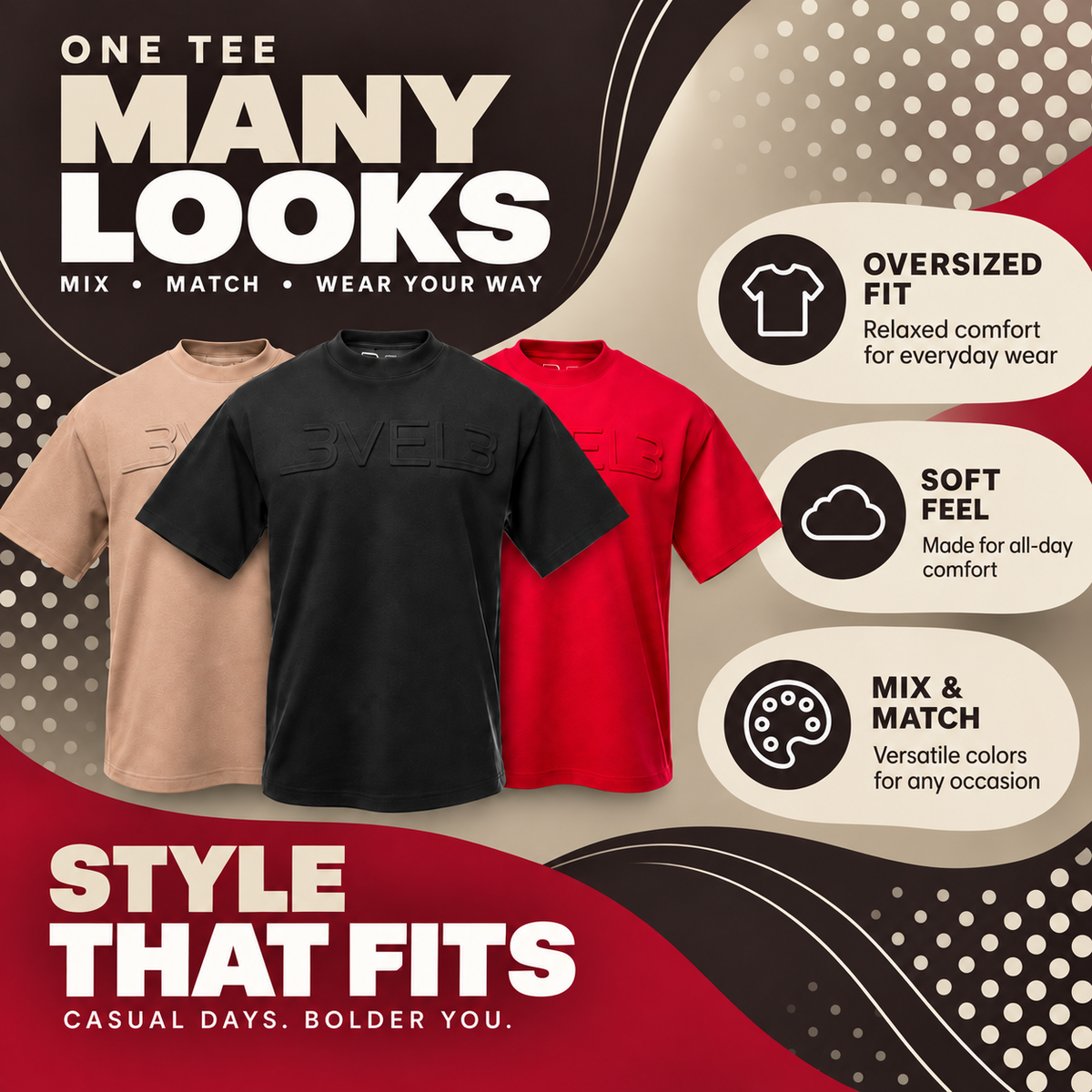 Oversized Logo Tee Mix & Match Bundle 3-Pack