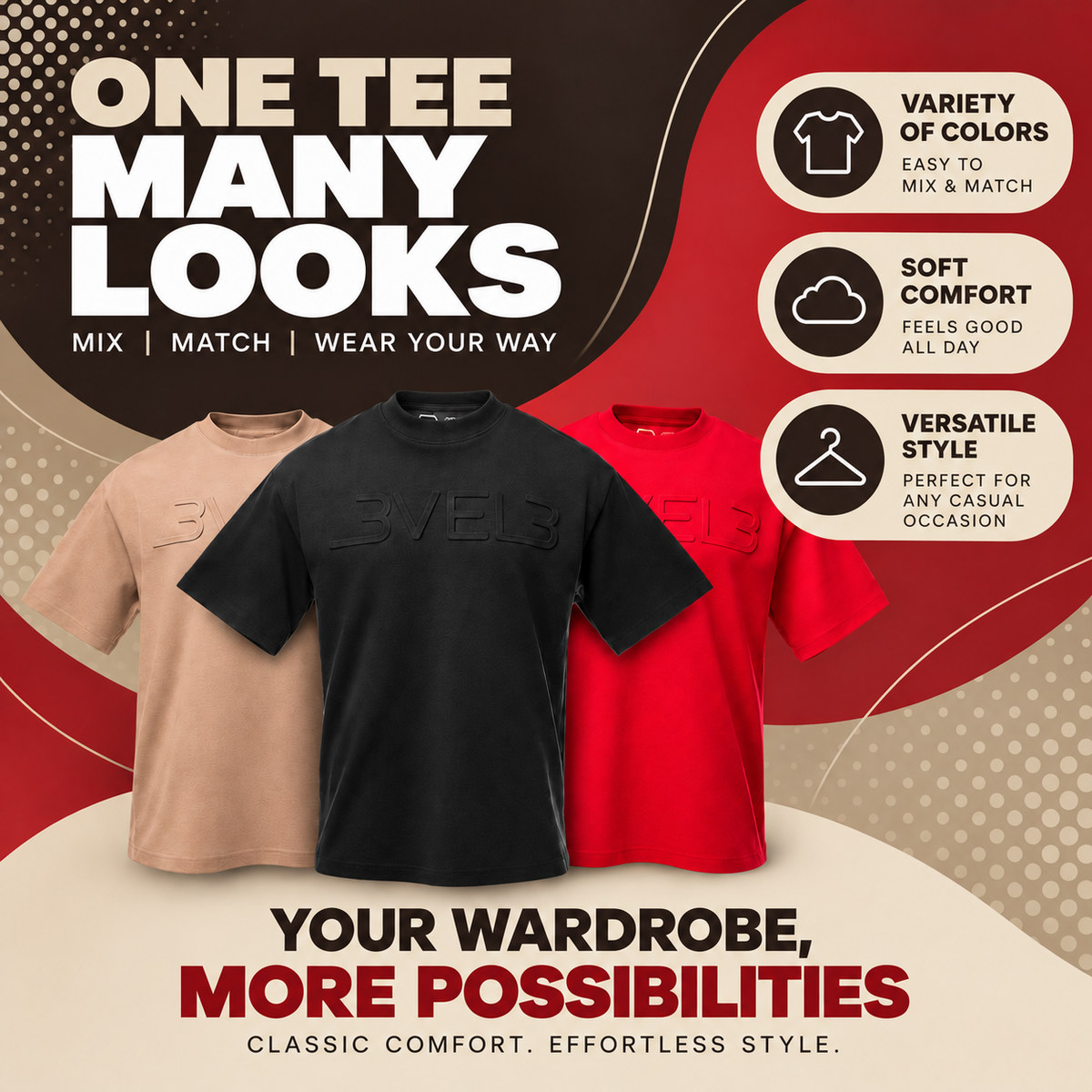 Oversized Logo Tee Mix & Match Bundle 3-Pack