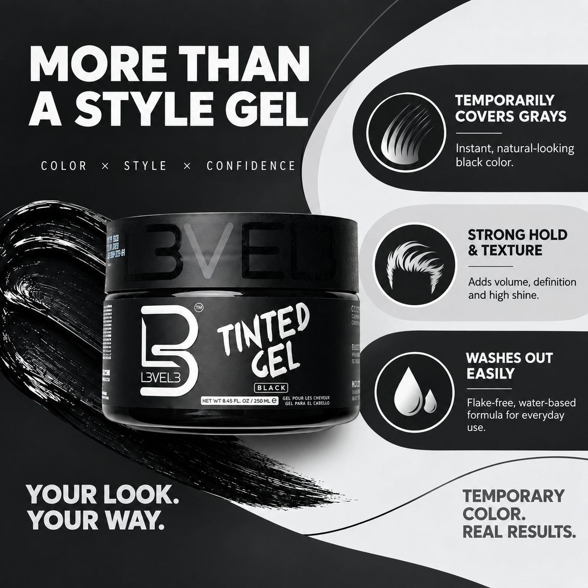 Tinted Hair Gel - Black Color