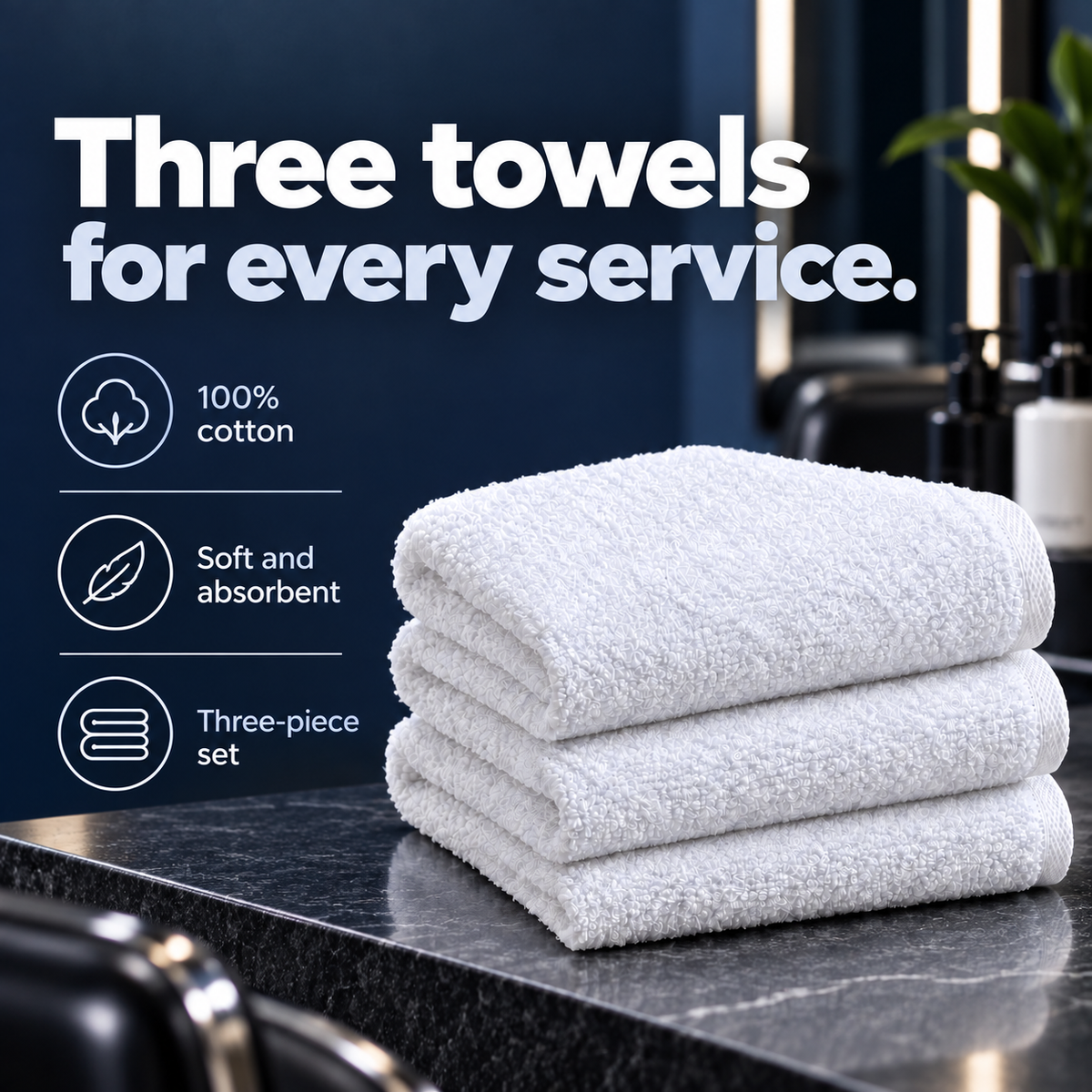 White Facial Towels - 3 Pc