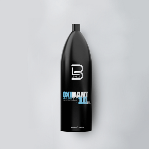 a black bottle with white text