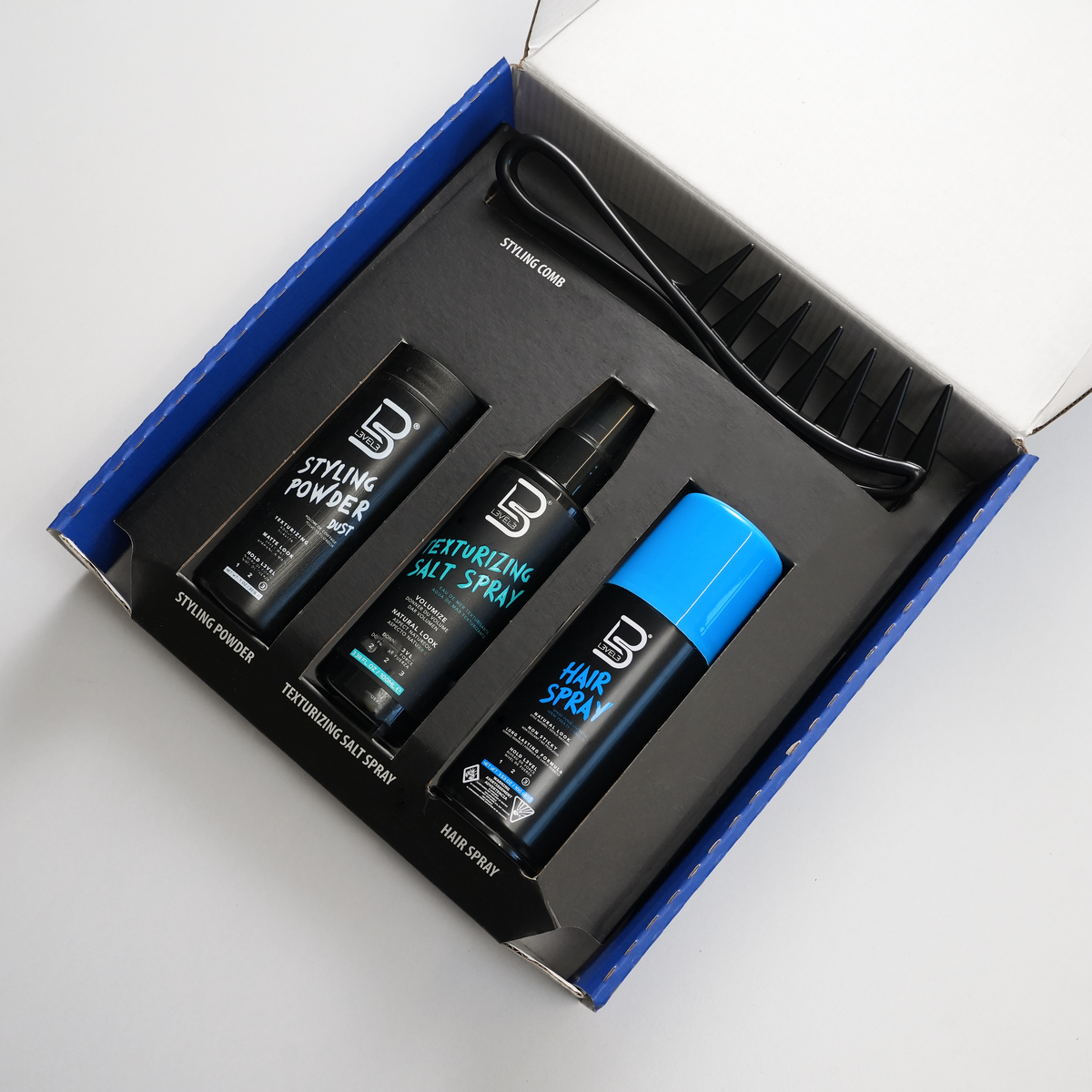 Styling Kit – Styling Powder, Salt Spray, Hair Spray & Styling Comb