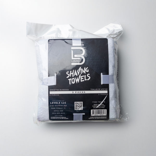 3PC White Facial Towel Set | Barber Salon Hair Towel | L3VEL3
