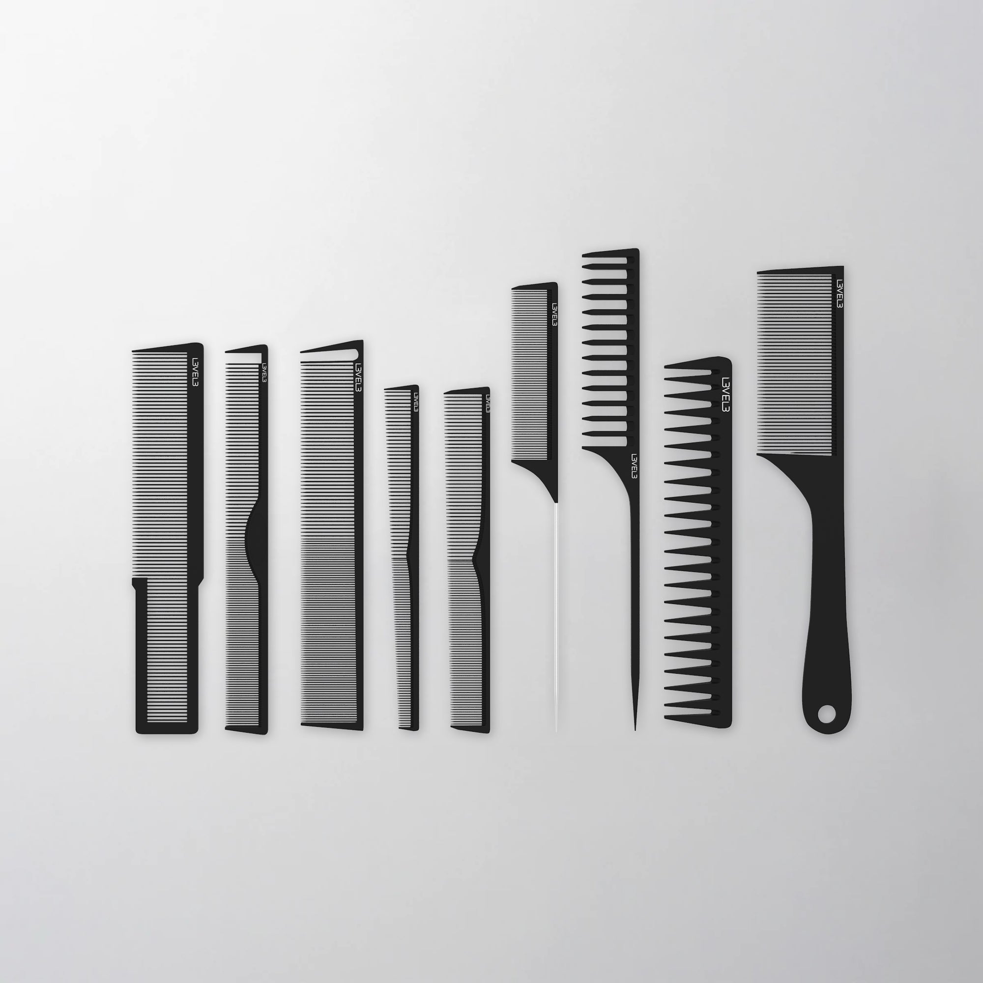 Barber Comb Set 9 Pc | Professional Hair Styling Combs | L3VEL3